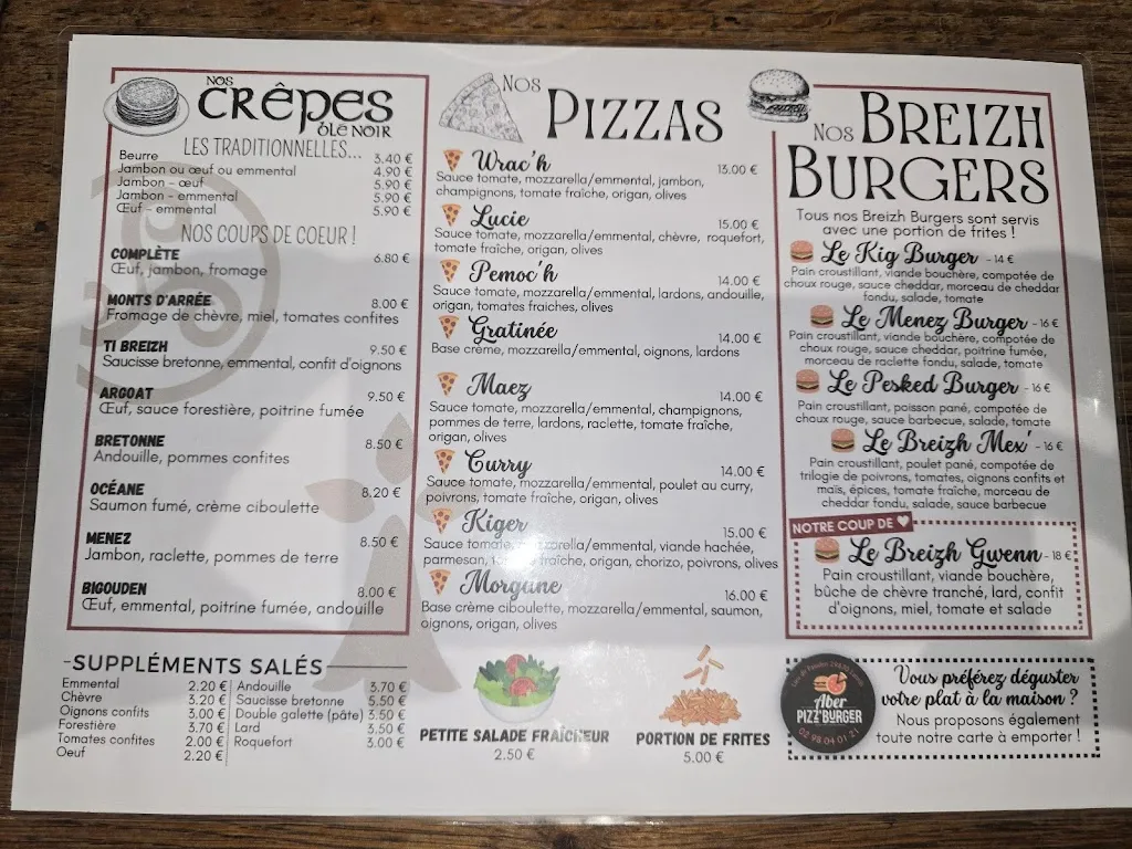 Menu_Crêperie, Pizzeria, Burgers du Pont de Paluden_Lannilis_image_4