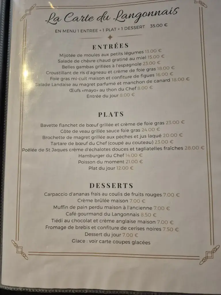 Menu_Restaurant Au Langonnais_Langon_image_1