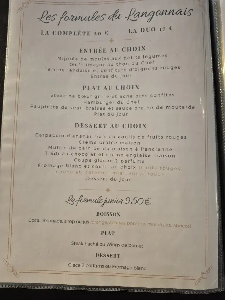 Menu_Restaurant Au Langonnais_Langon_image_2
