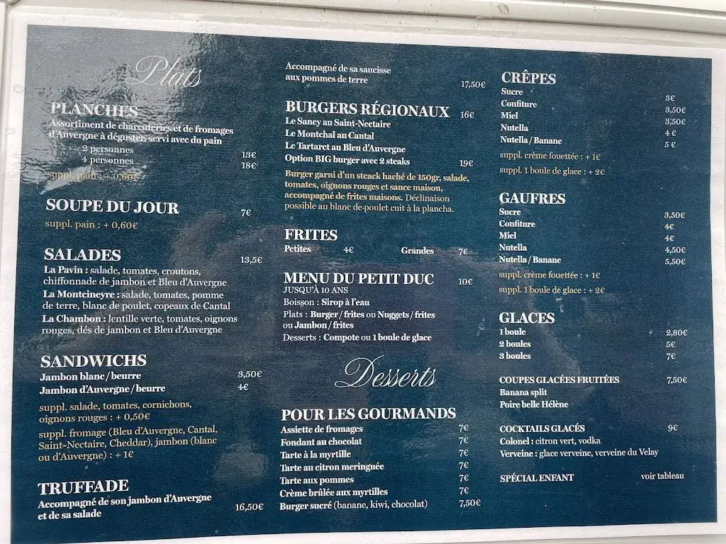 Menu_LA TABLE DU GRAND DUC_Besse-et-Saint-Anastaise_immagine_1