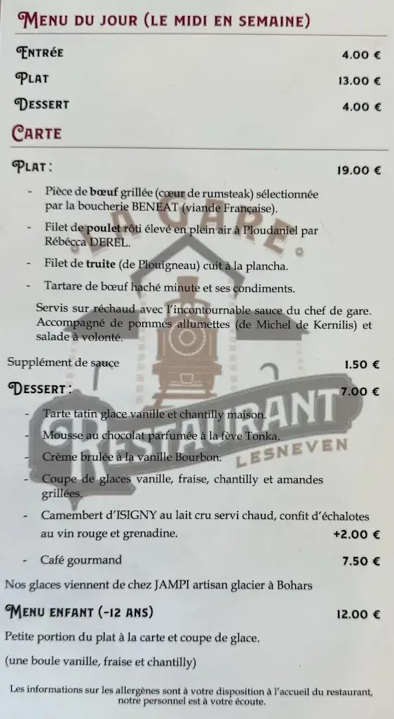Menü_La Gare_Lesneven_Bild_1