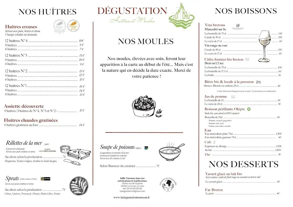 Menu_Dégustation Tonneau Huîtres et Moules_Vivier-sur-Mer_image_1