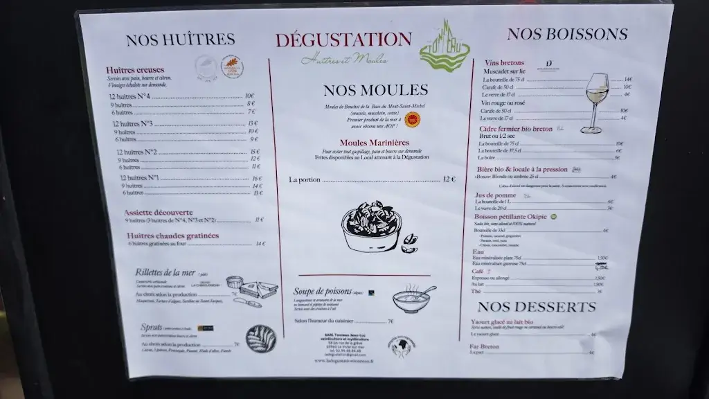 Menu_Dégustation Tonneau Huîtres et Moules_Vivier-sur-Mer_image_2
