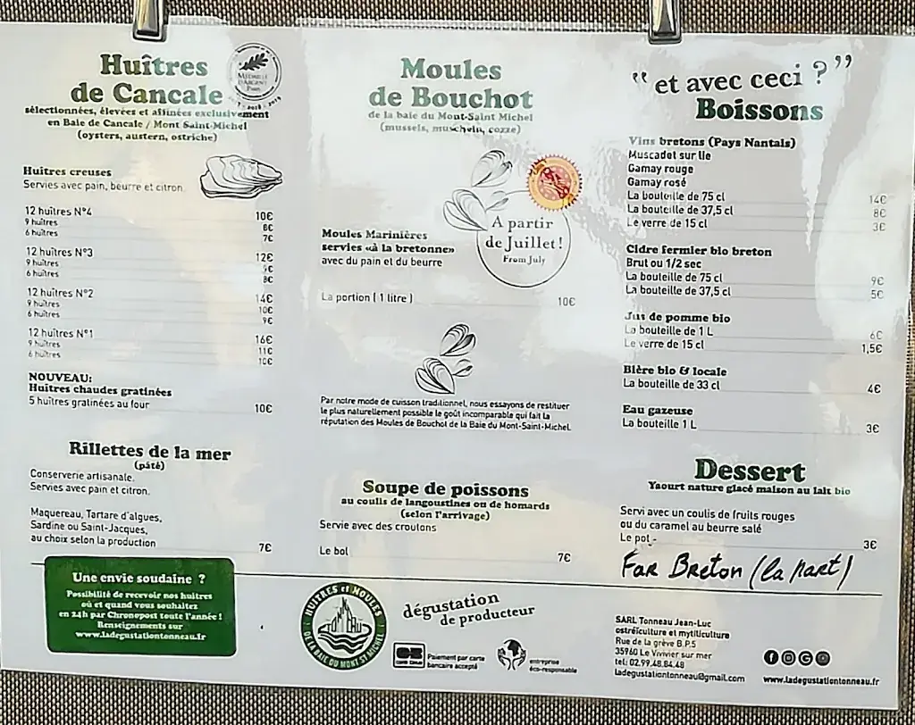 Menu_Dégustation Tonneau Huîtres et Moules_Vivier-sur-Mer_image_3