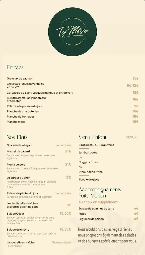Menu_Ty’Mero Restaurant Larmor-plage_Larmor-Plage_image_1