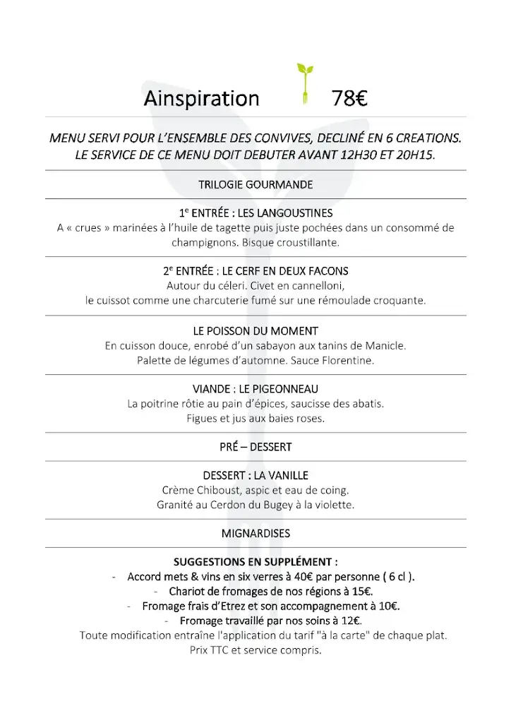 Menü_Restaurant La Fine Fourchette_Virignin_Bild_2