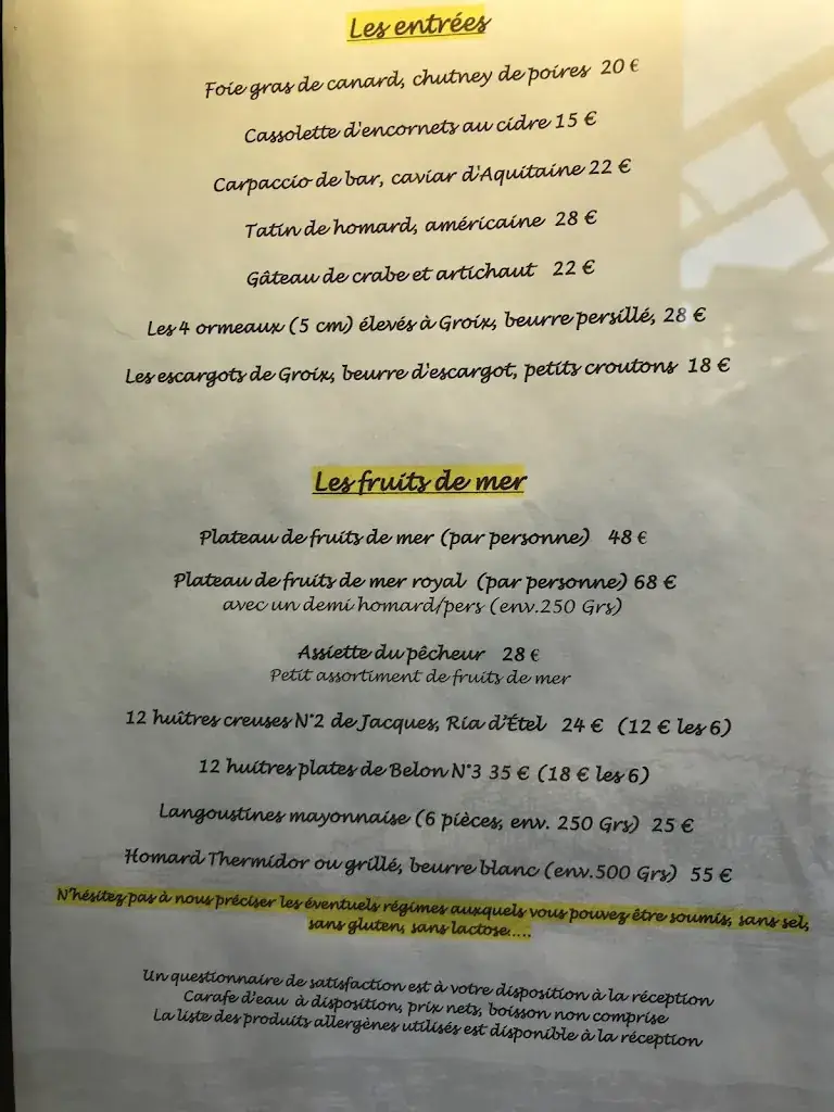 Menu_Restaurant Le Vivier Lomener_Ploemeur_image_3