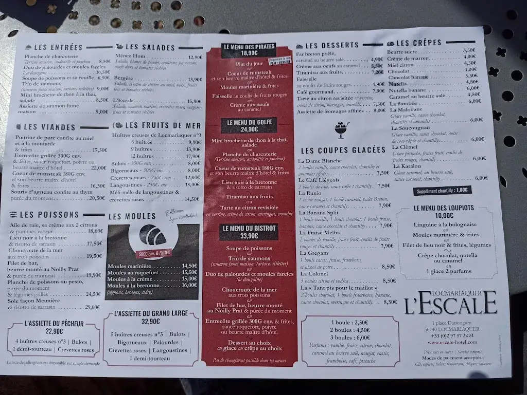 Menu_Restaurant l’escale_Locmariaquer_immagine_1