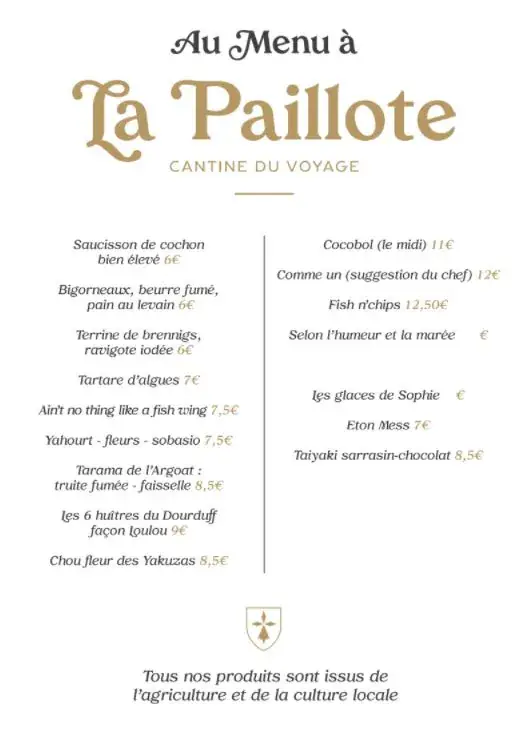 Menu_La Paillote - Cantine du Voyage_Locquirec_image_1