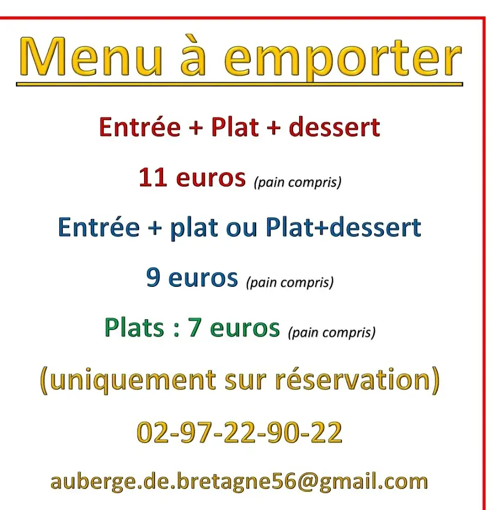 Menu_Auberge de Bretagne_Mauron_immagine_1