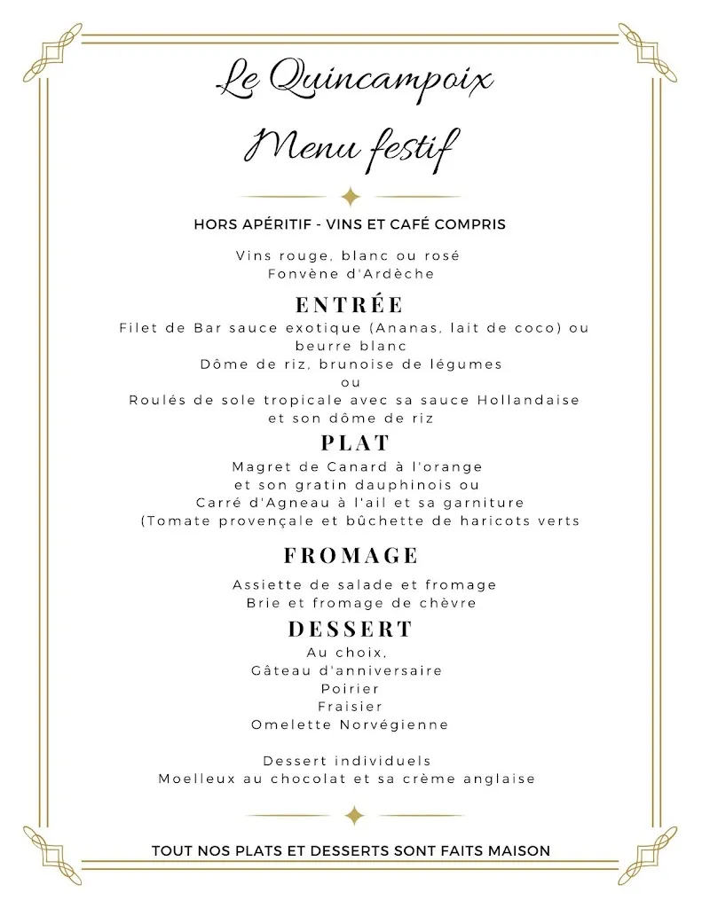Menu_Le Quincampoix Restaurant, Location De Salle, Séminaire_Melesse_image_1
