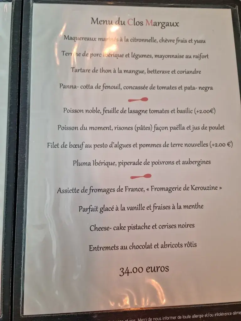 Menu_Le Clos Margaux LORIENT_Lorient_image_2