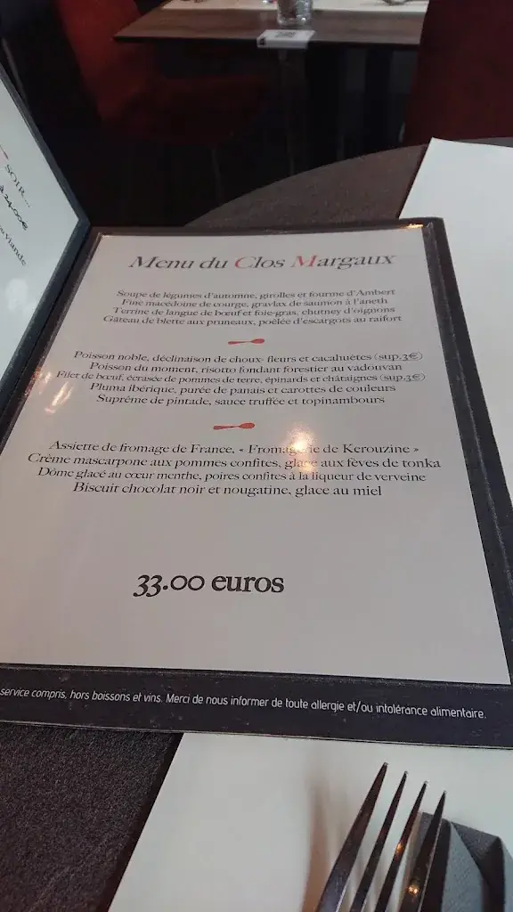 Menu_Le Clos Margaux LORIENT_Lorient_image_3