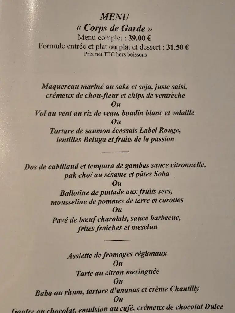 Menu_Restaurant Du Corps De Garde_Malestroit_immagine_2