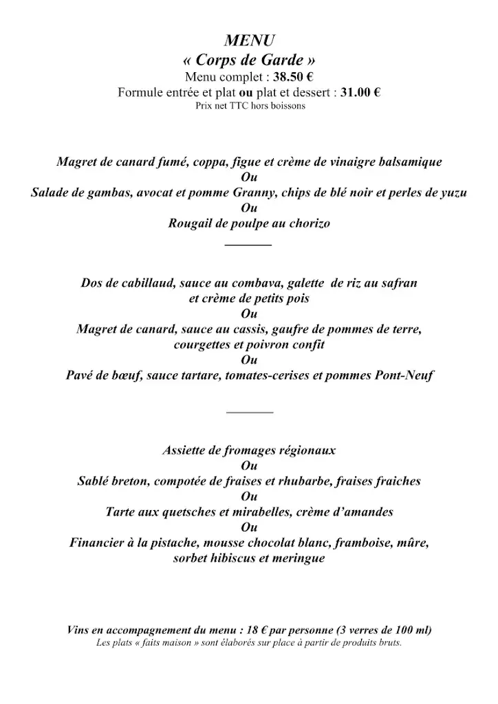 Menu_Restaurant Du Corps De Garde_Malestroit_immagine_3