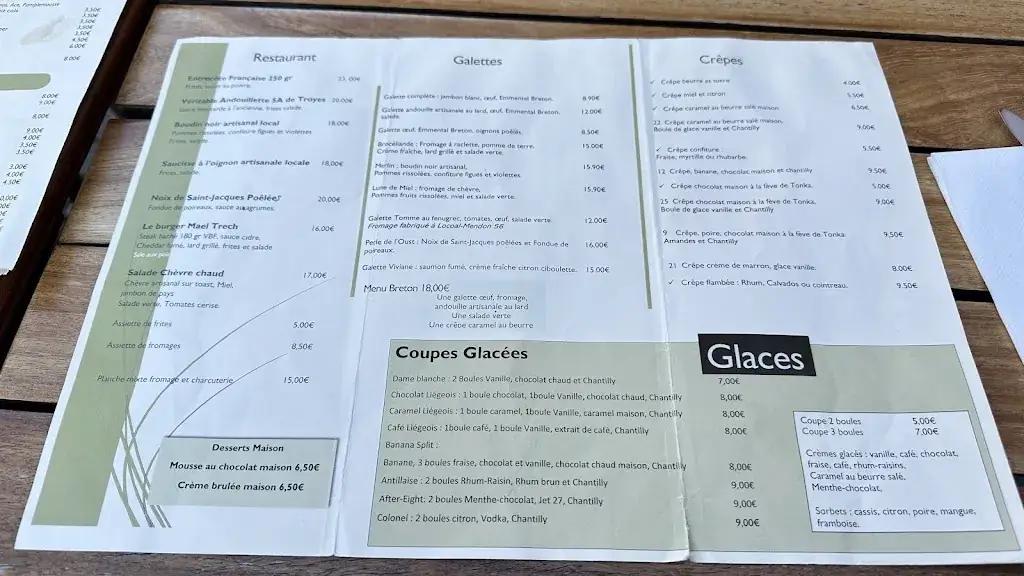Menü_Bar restaurant Crêperie le Mael Trech_Malestroit_Bild_1