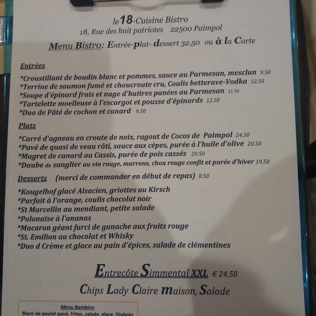 Menu_Le 18 Cuisine Bistro_Paimpol_immagine_2