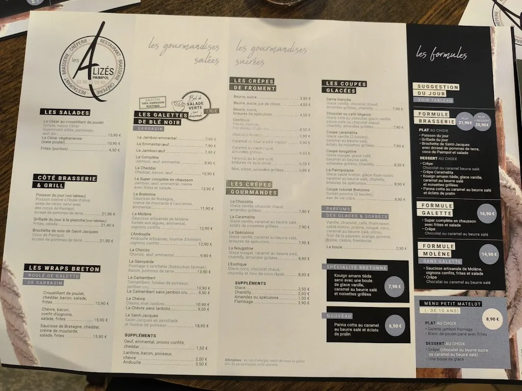 Menu_Restaurant, Crêperie Les Alizés_Paimpol_image_1