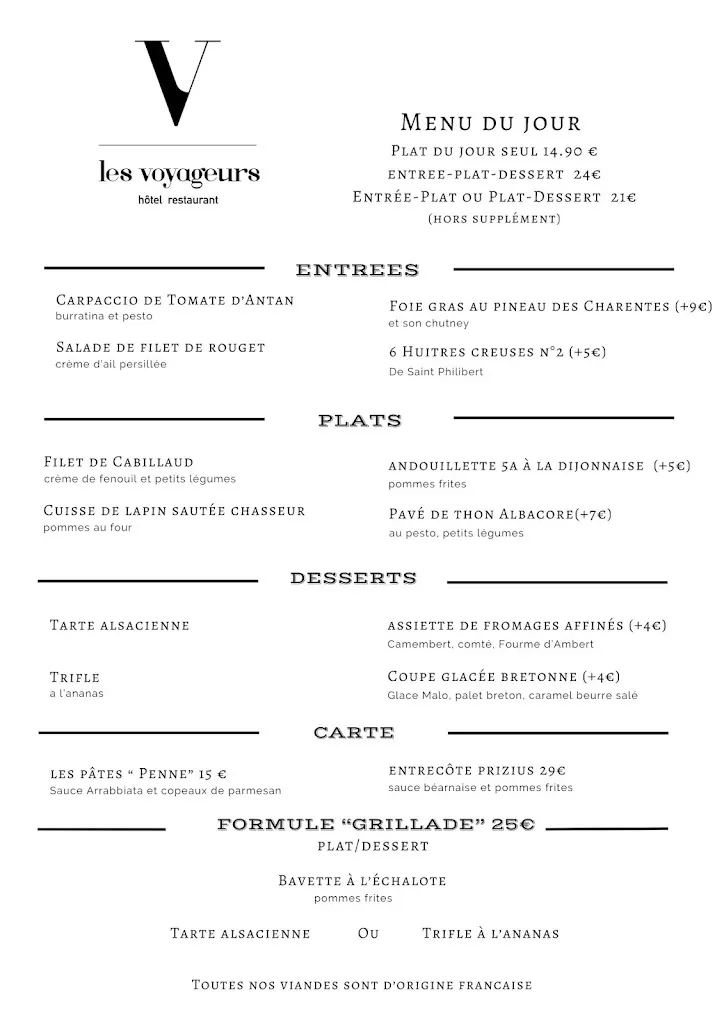 Menu_Le restaurant Les voyageurs_Loudéac_image_1