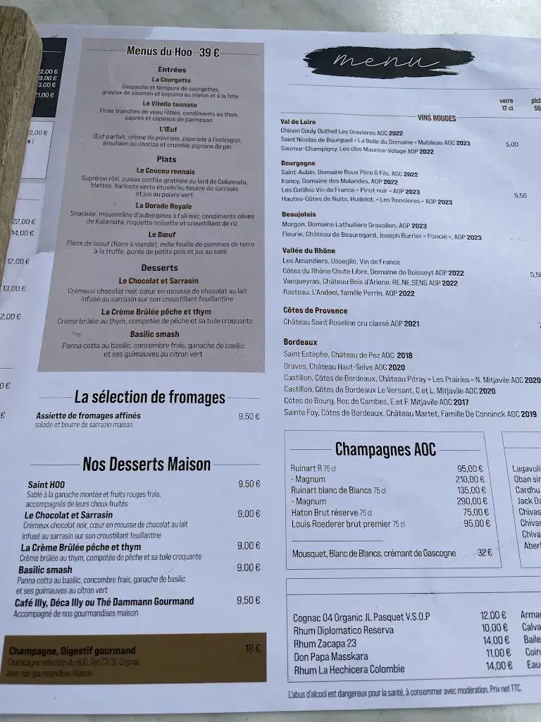 Menu_Restaurant Le Hoo Saint Grégoire Près De Rennes_Saint-Grégoire_image_1