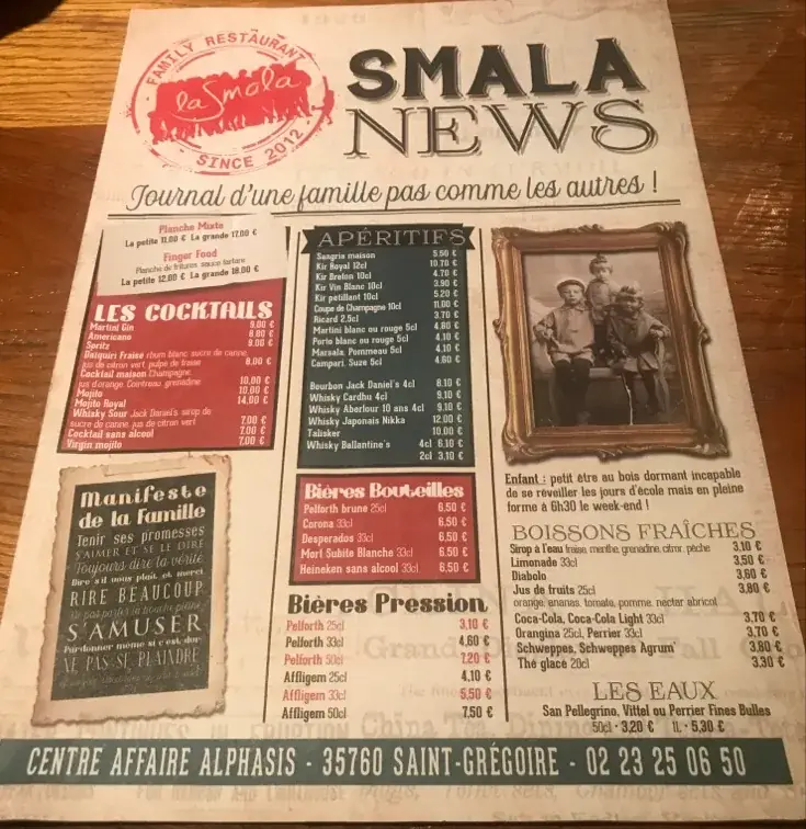 Menu_Restaurant, grillades feu de bois La Smala_Saint-Grégoire_image_1