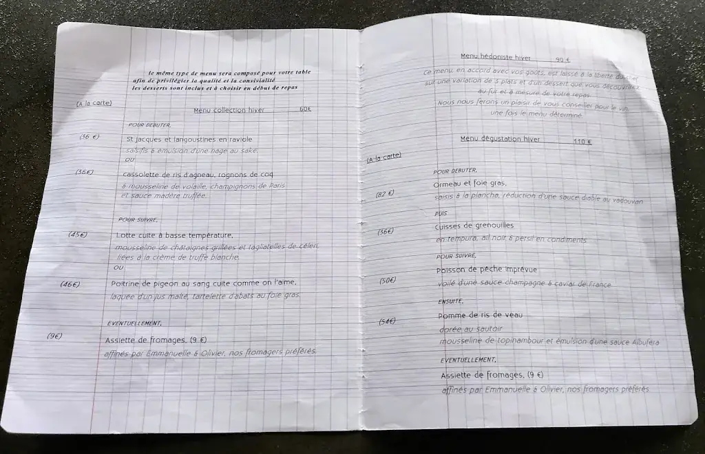 Menu_Le Roscanvec: Restaurant, Chambres Room Seminar_Vannes_image_2