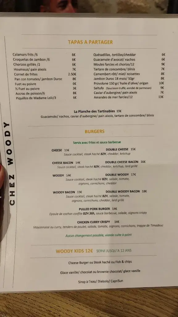 Menu_Chez Woody - Restaurant barbecue et tapas Vannes_Vannes_immagine_2