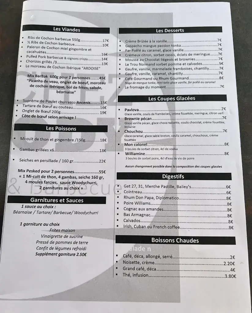 Menu_Chez Woody - Restaurant barbecue et tapas Vannes_Vannes_immagine_3