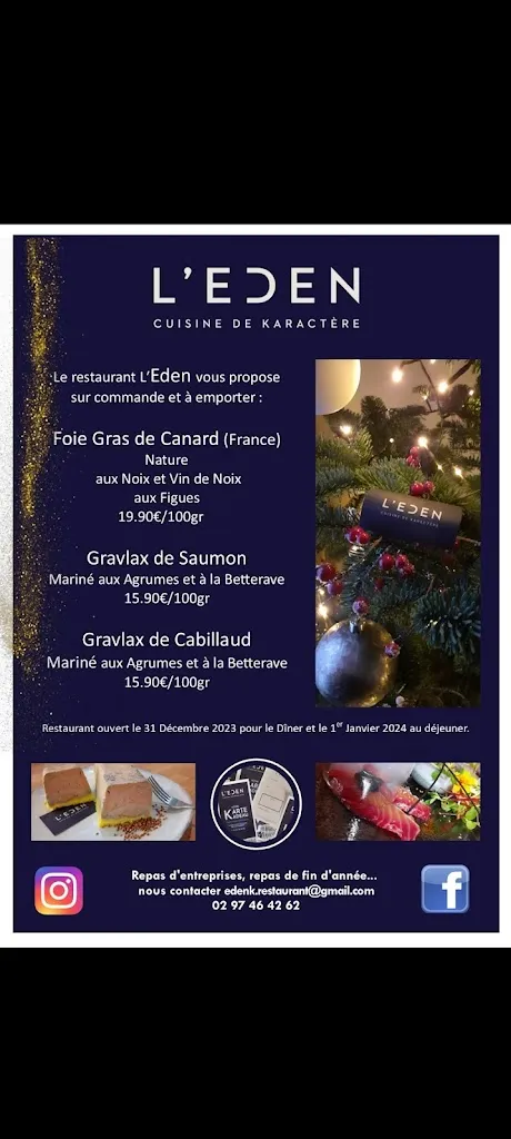 Menu_Restaurant L'Eden_Vannes_image_1