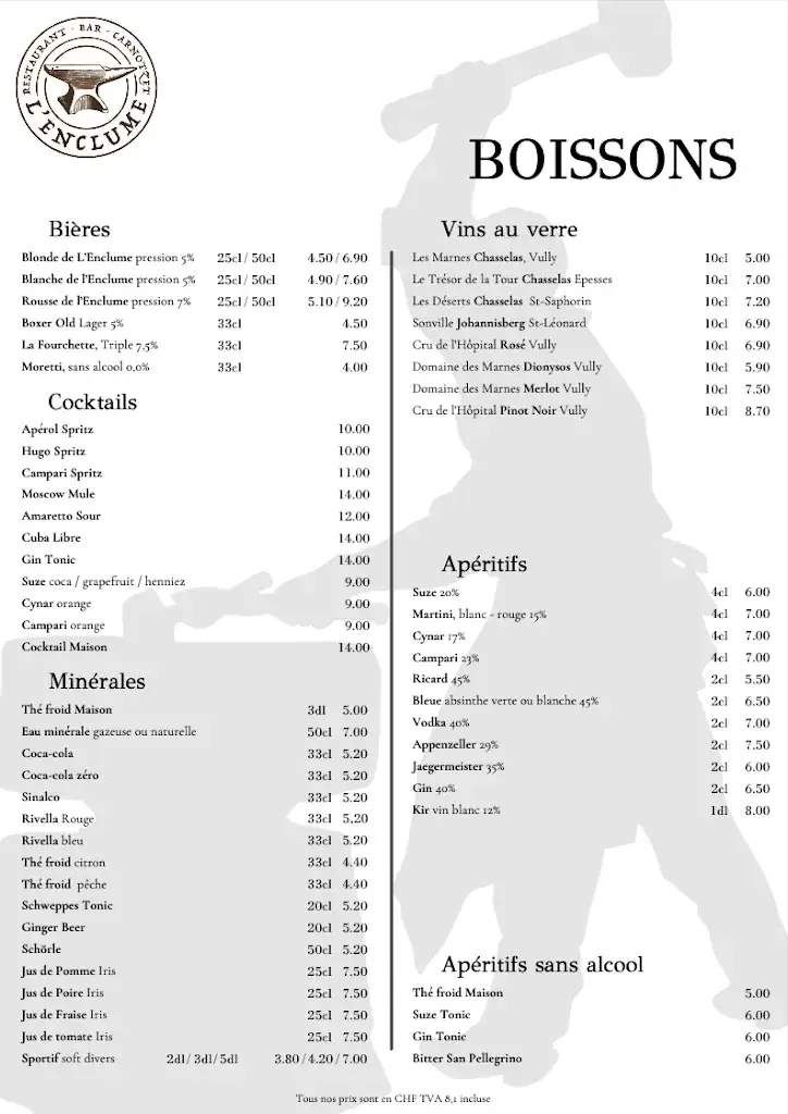 Menu_L'Enclume (Maréchal Ferrant)_Val-de-Charmey_image_1
