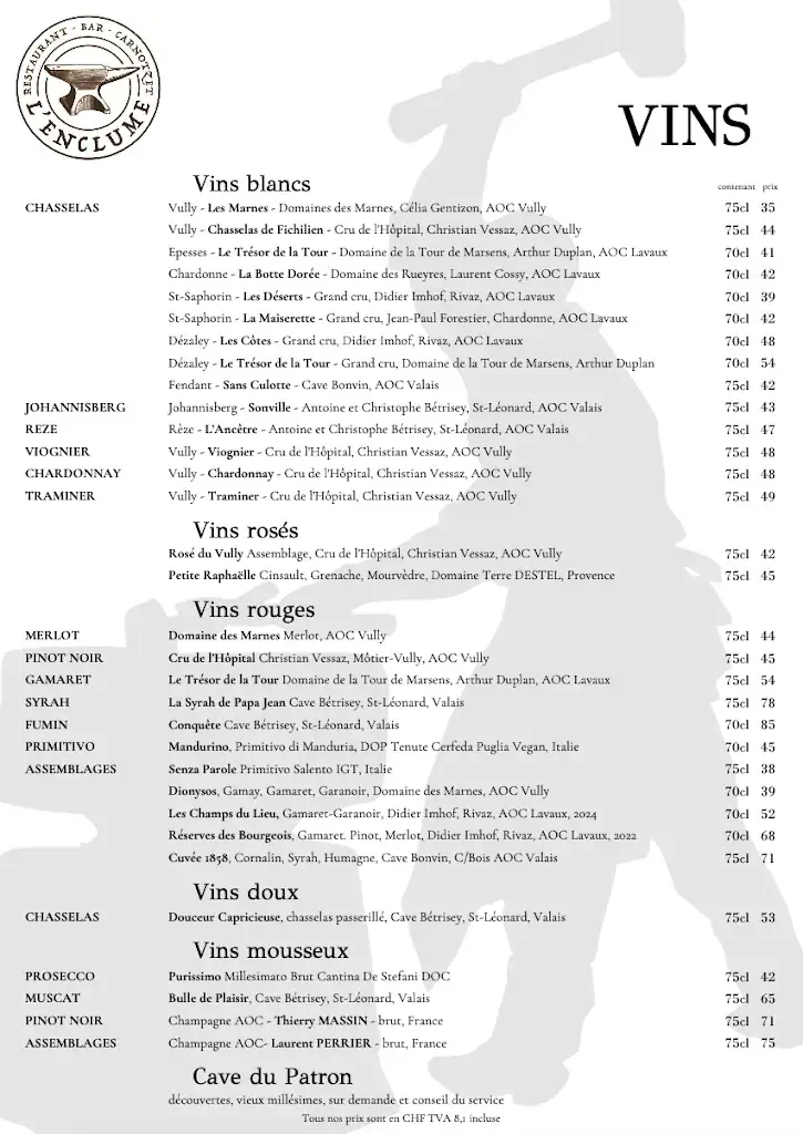 Menu_L'Enclume (Maréchal Ferrant)_Val-de-Charmey_image_4
