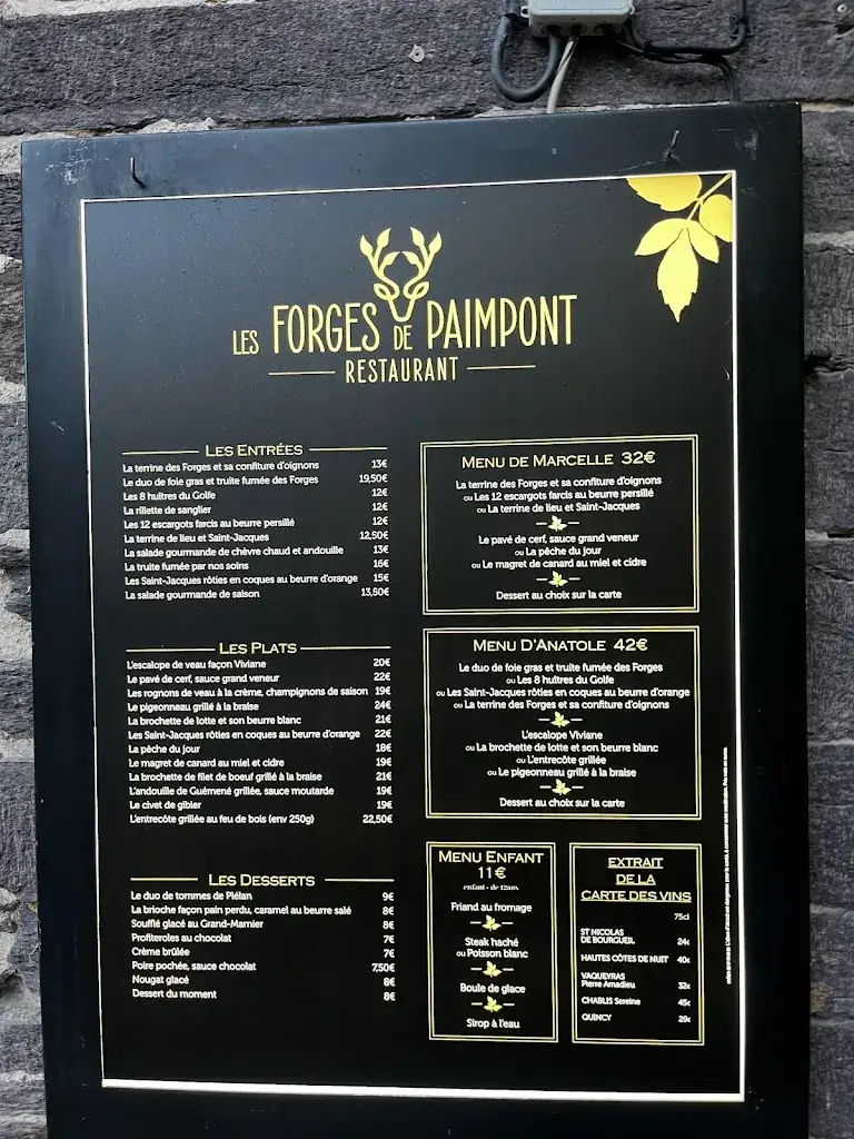 Menu_Restaurant Les Forges de Paimpont_Plélan-le-Grand_image_1