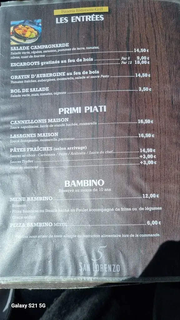 Menu_Pizzeria Boën San Lorenzo_Boën-sur-Lignon_image_2