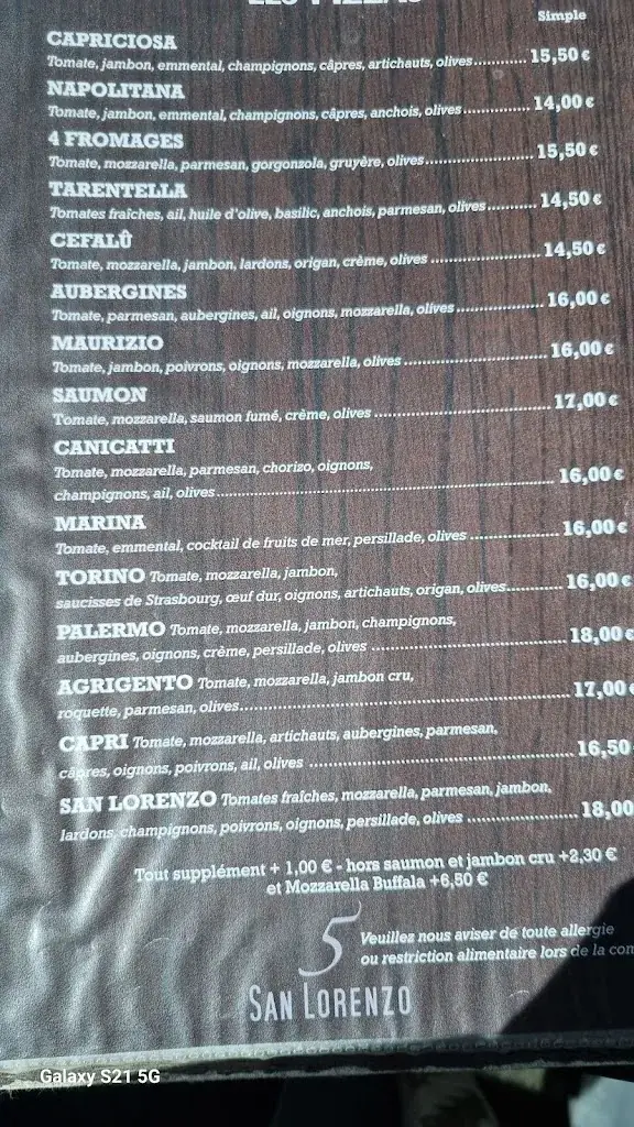 Menu_Pizzeria Boën San Lorenzo_Boën-sur-Lignon_image_4