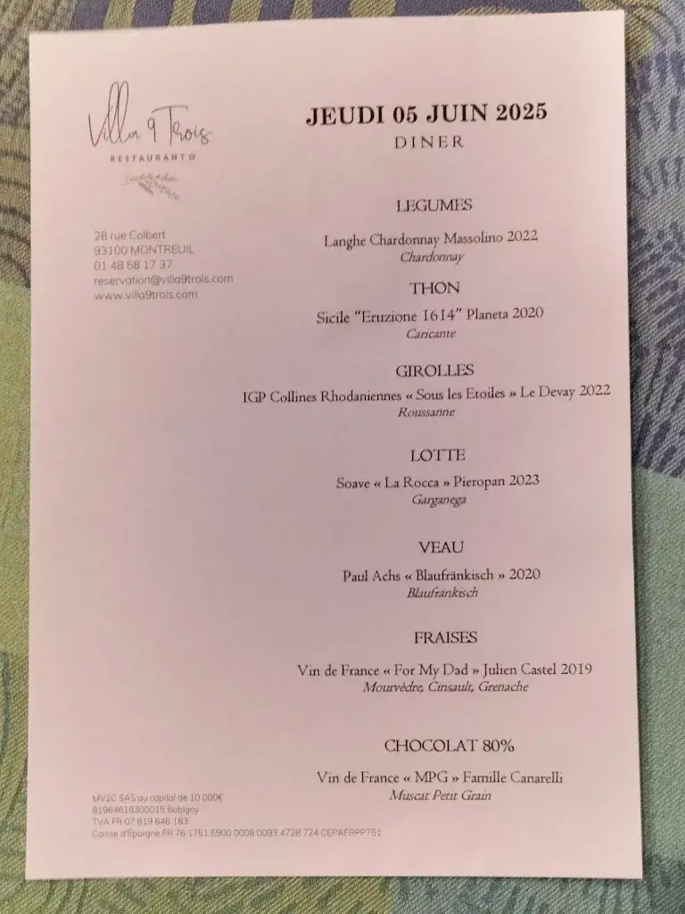 Menu_Villa9Trois - Restaurant Gastronomique_Montreuil_immagine_3