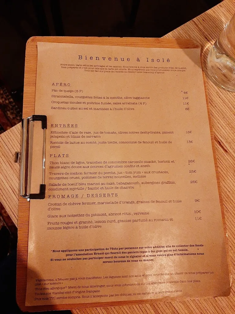 Menu_Isolé - restaurant montreuil_Montreuil_image_3
