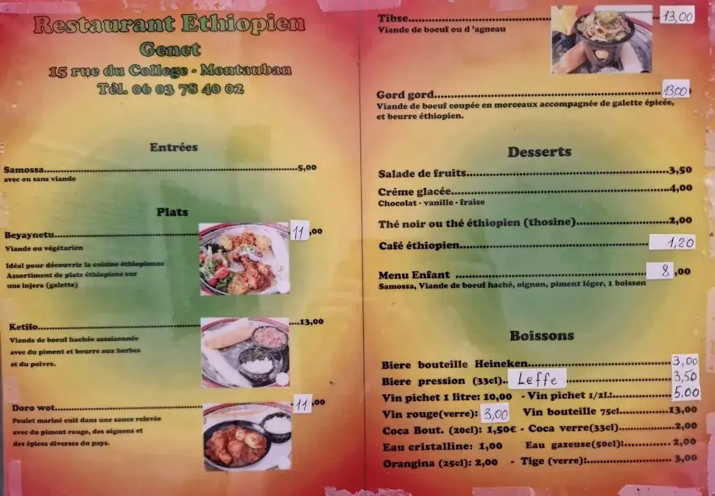 Menu_Restaurant Ethiopien GENET_Montauban_image_1