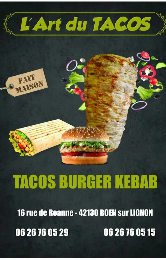 Menu_L'Art du Tacos kebab_Boën-sur-Lignon_immagine_2