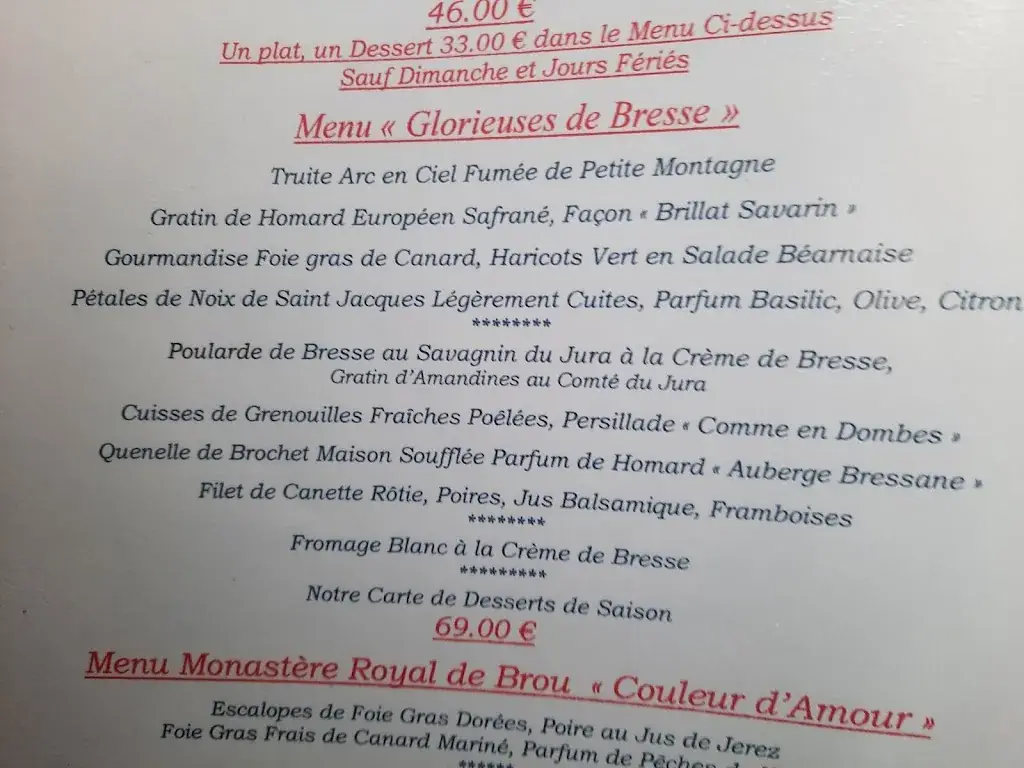Menu_Auberge Bressane_Bourg-en-Bresse_immagine_1