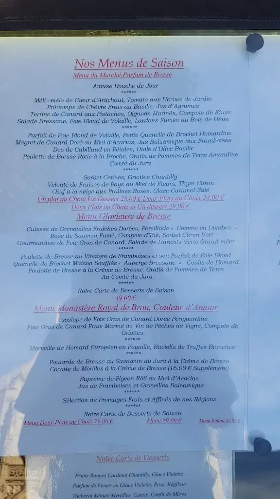 Menu_Auberge Bressane_Bourg-en-Bresse_immagine_2