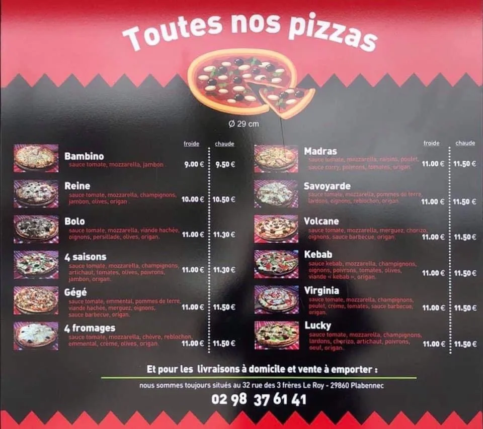 Menu_LUCKY PIZZA BOX de PLABENNEC_Plabennec_immagine_1