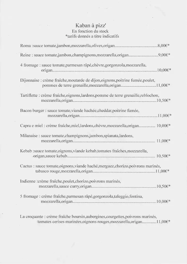 Menu_La Kaban à pizz'_Plémy_image_1