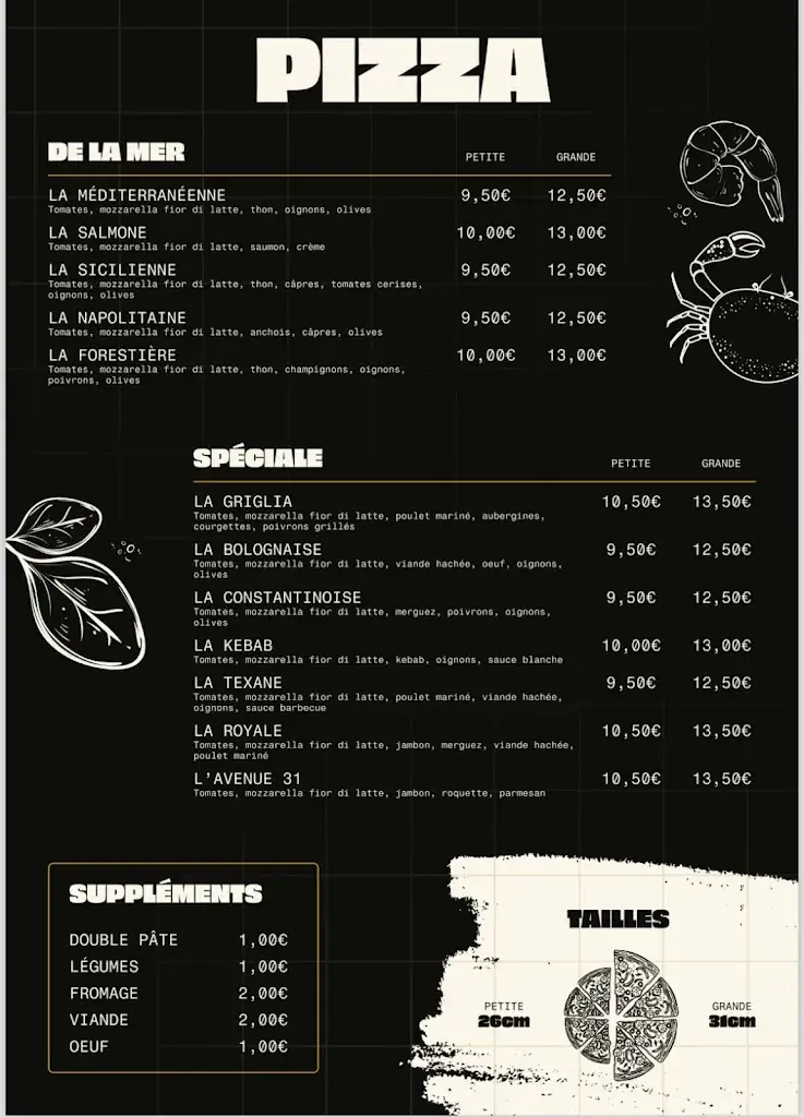 Menu_Avenue 31 Pizzeria & Burger house & Steak house_Valserhône_image_4
