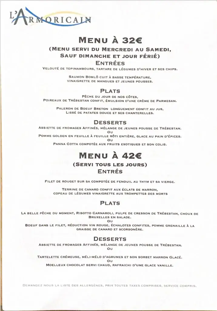 Menu_Restaurant L'Armoricain_Pénestin_image_2