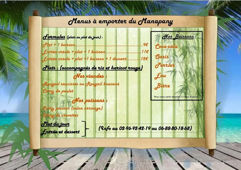 Menu_Restaurant créole Le Manapany_Pleumeur-Gautier_image_1