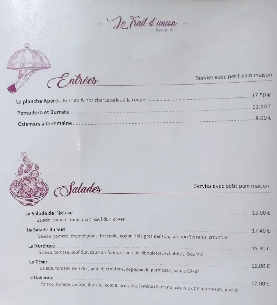Menu_Restaurant Le trait d'union_Ploërmel_image_4