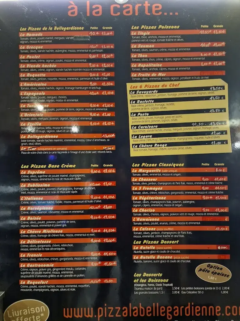 Menu_Pizzeria LA BELLEGARDIENNE_Valserhône_immagine_3