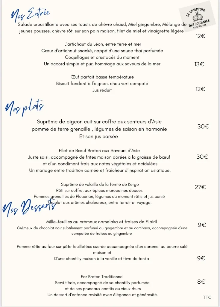 Menu_Le Comptoir des Johnnies_Plouénan_immagine_1