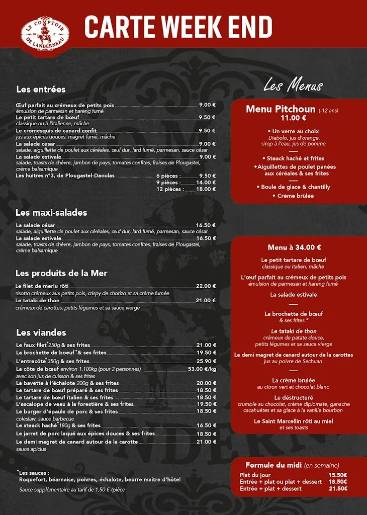 Menu_Le Comptoir de Landerneau - Restaurant Landerneau_Landerneau_image_1