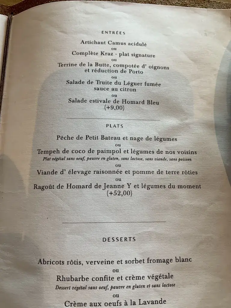 Menu_La Table de La Butte_Plouider_image_1